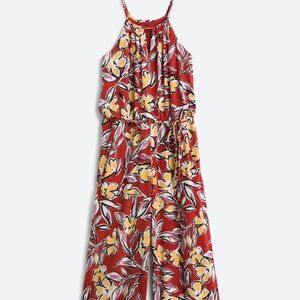 Wisp Lottie Crop Jumpsuit NWT Stitch Fix sz 10 Petite 10P Floral Rust